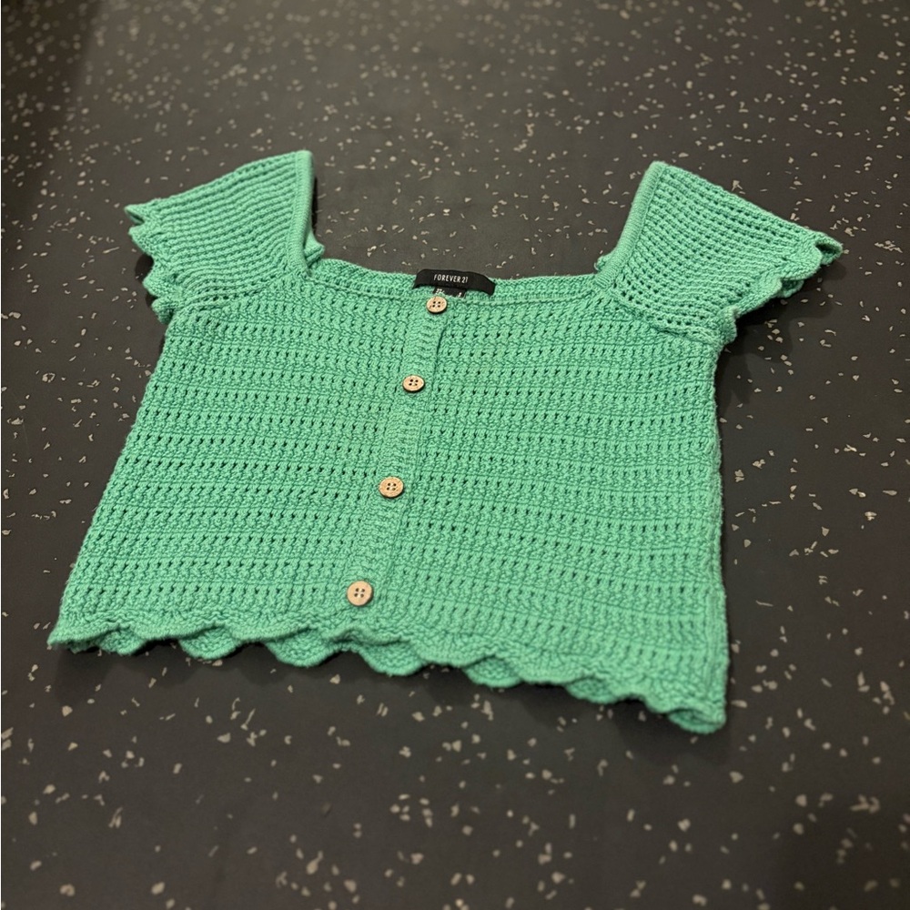 Forever 21 Green Crochet Crop Top